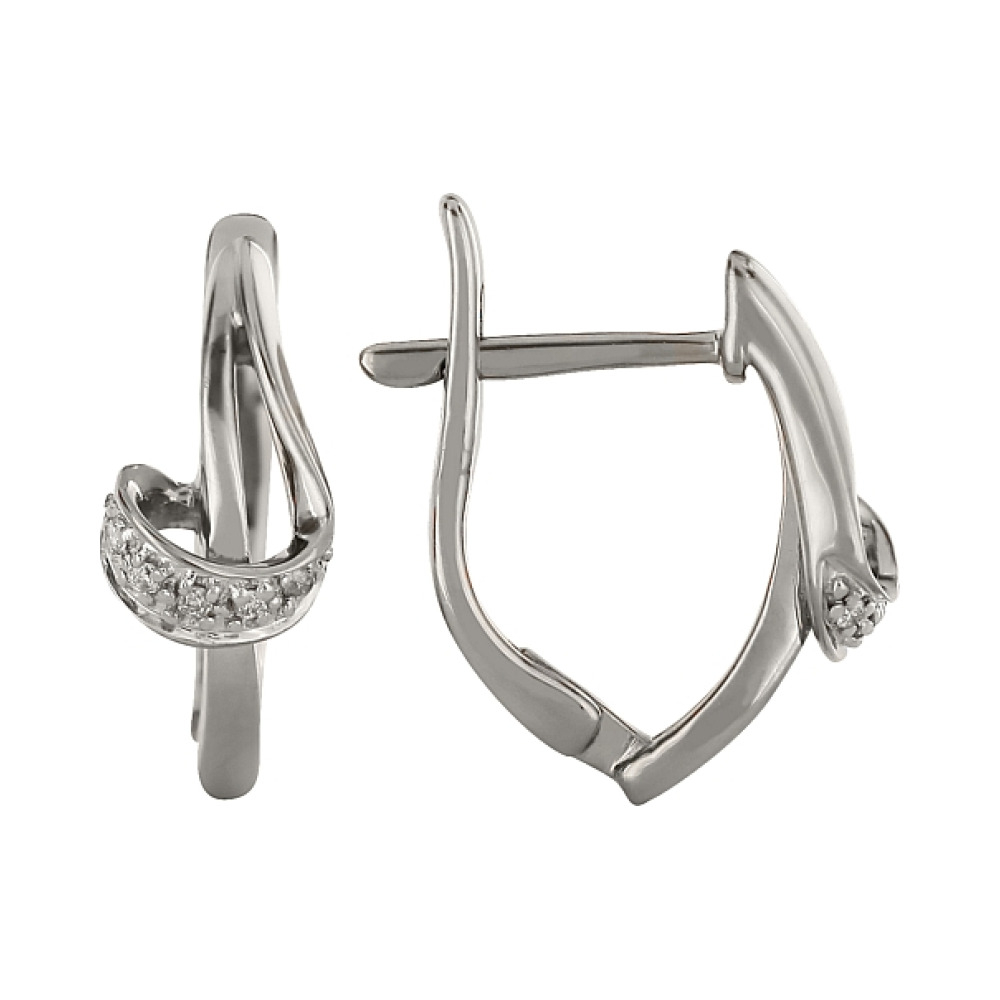 Золотые серьги с бриллиантом № 98076