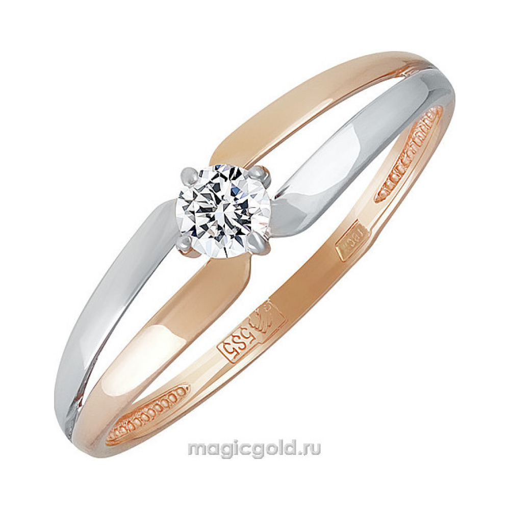Золотое кольцо с фианитом № 136653