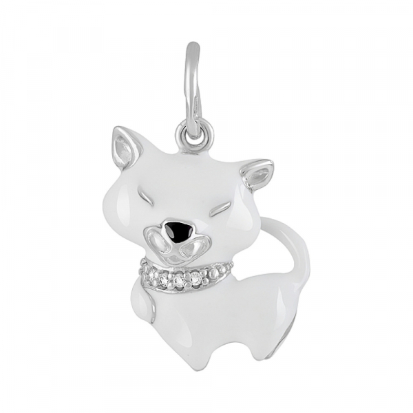 Серебряная подвеска с эмалью и фианитом № 129166