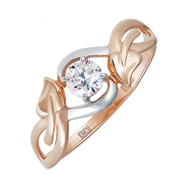 Золотое кольцо с фианитом № 138004