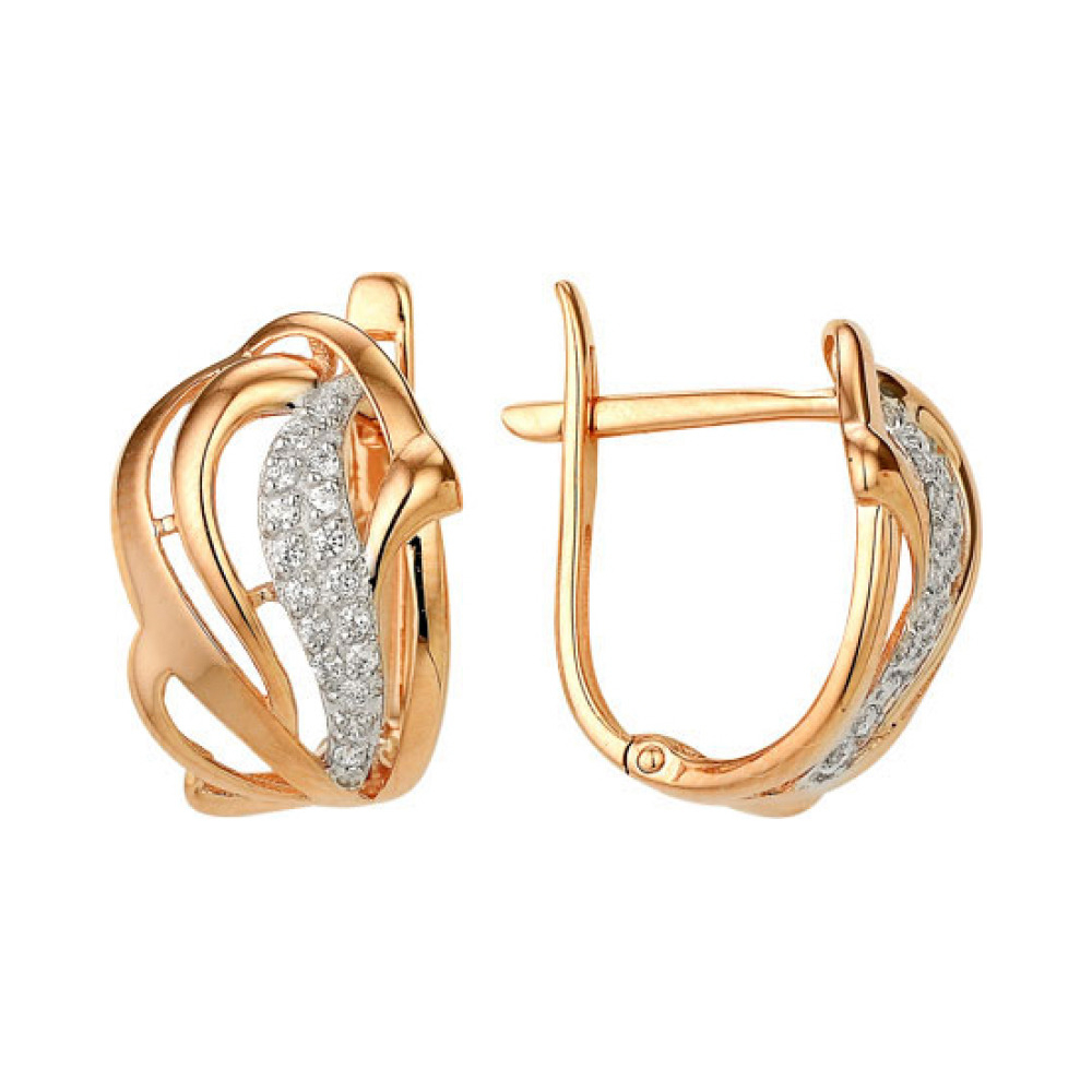 Золотые серьги с фианитом № 142266