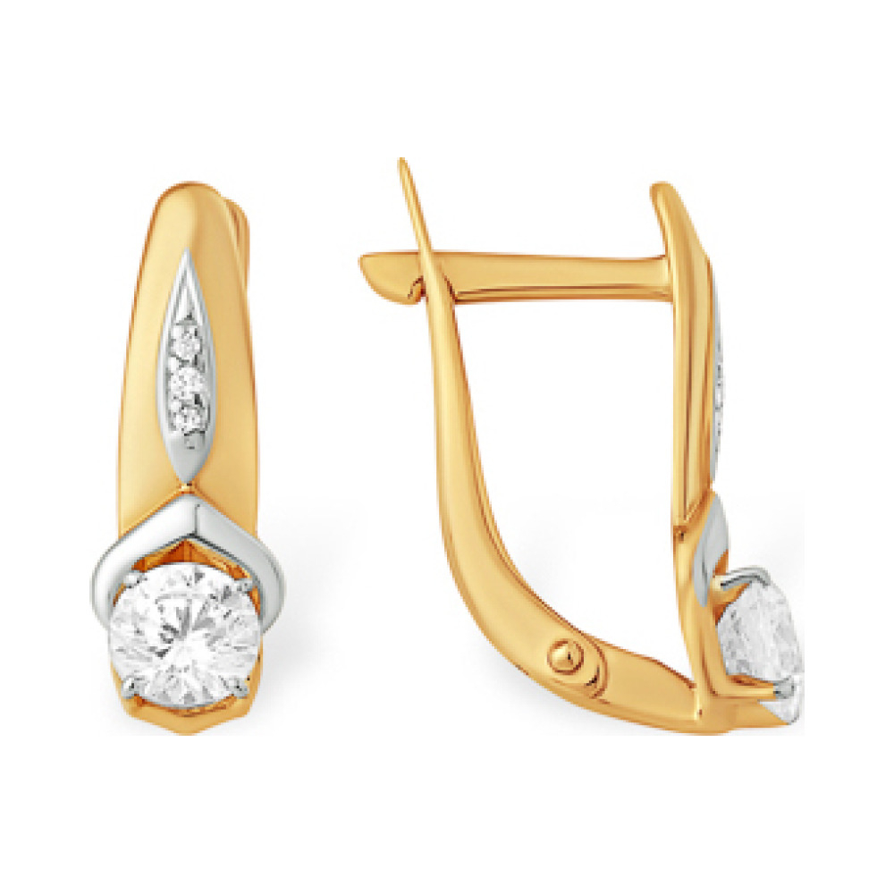 Золотые серьги с фианитом № 163214