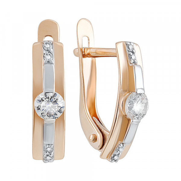 Золотые серьги с фианитом № 131929