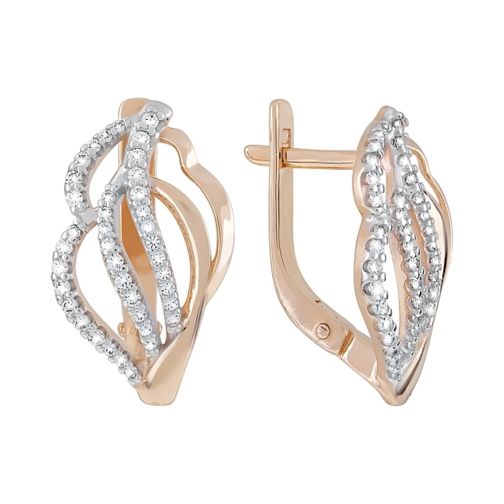 Золотые серьги с фианитами № 121416