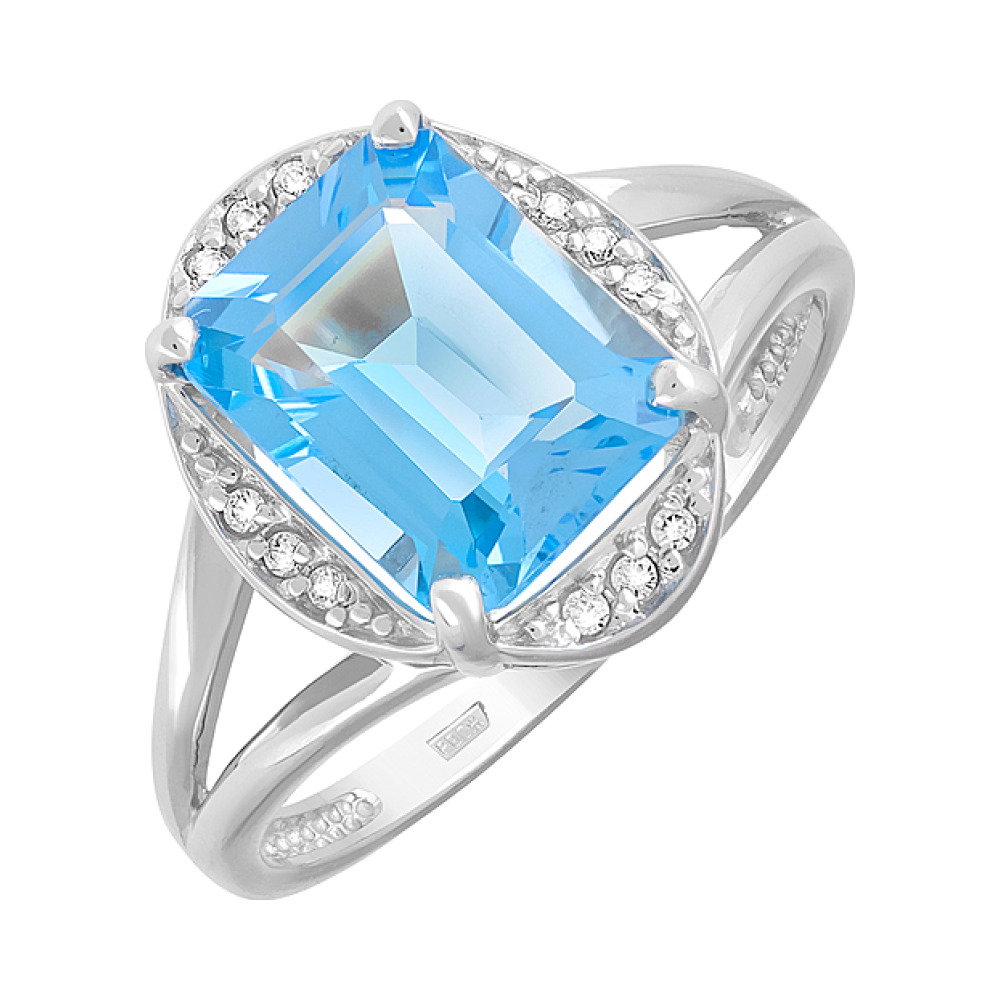 Золотое кольцо с топазом и фианитом № 127571