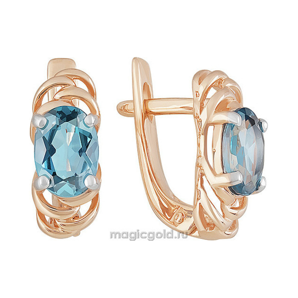 Золотые серьги с топазом № 159634