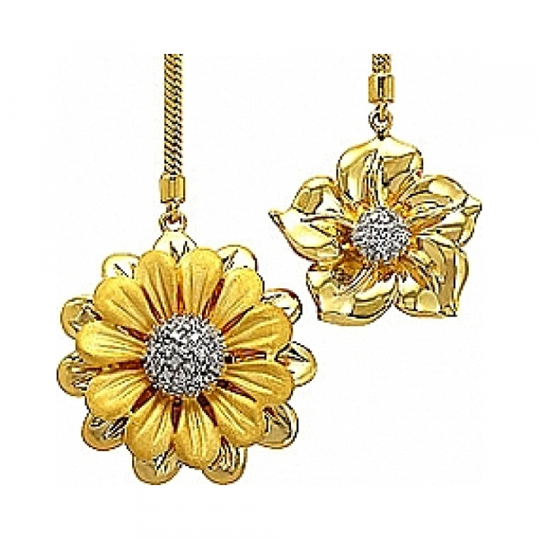 Серебряное колье с фианитом и золотым покрытием № 75073