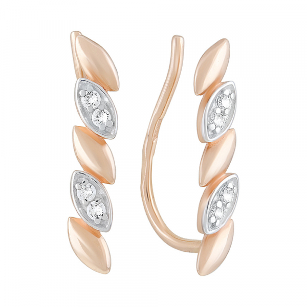 Золотые серьги с фианитами № 126766