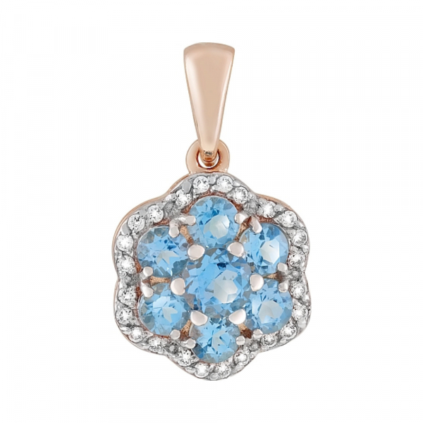 Золотая подвеска с топазом и фианитом № 118267