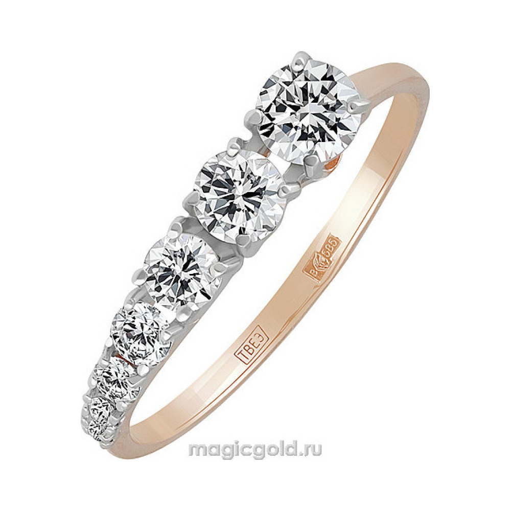 Золотое кольцо с фианитом № 140438