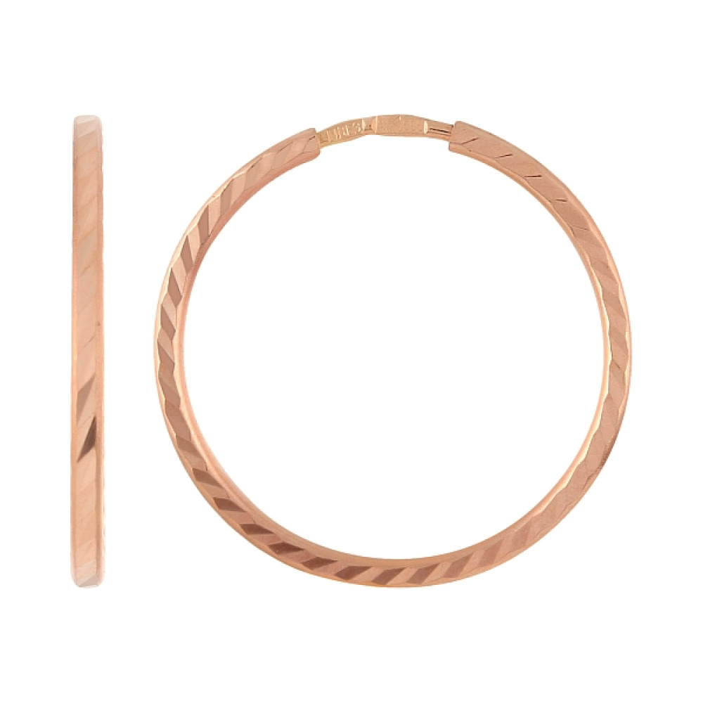 Золотые серьги без камня с алмазкой № 100517