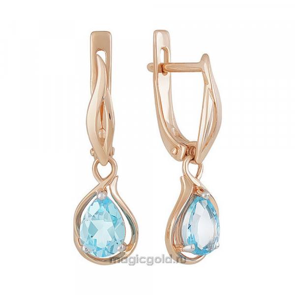 Золотые серьги с топазом № 160567