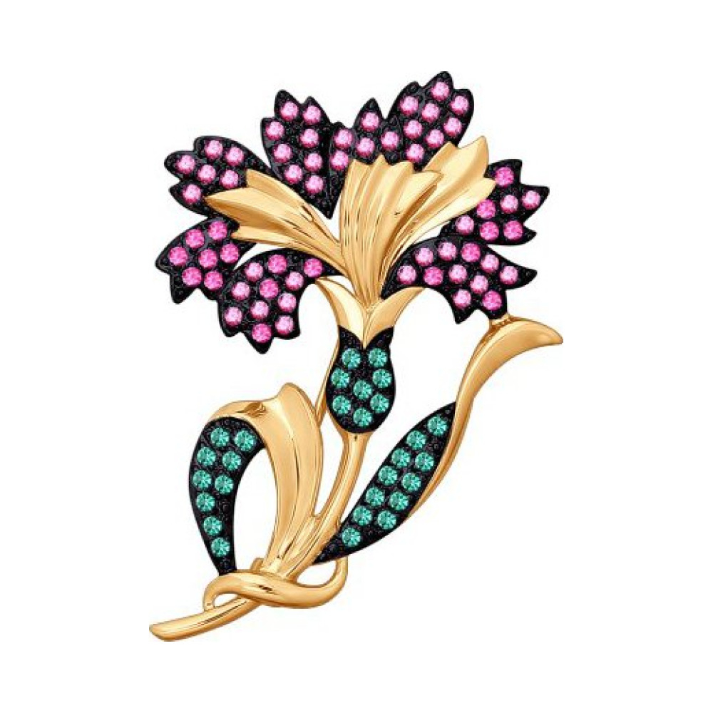 Золотая брошь с фианитом № 161663