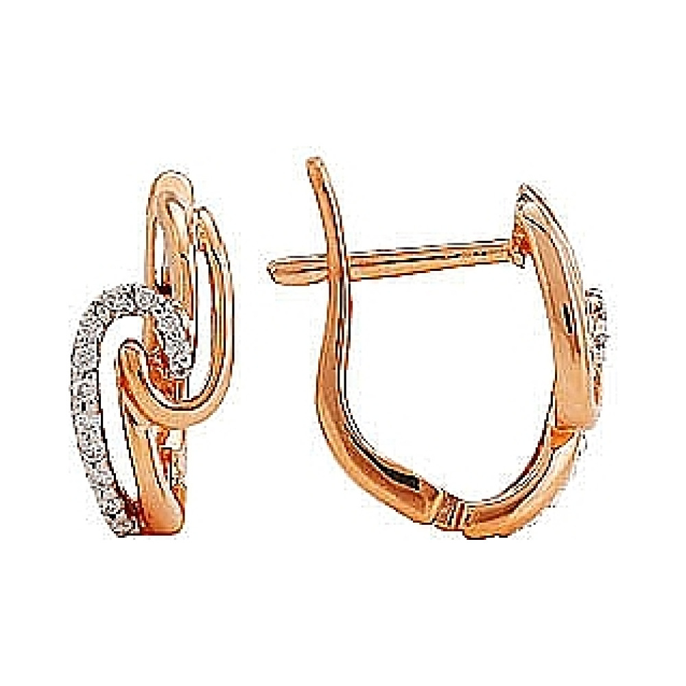 Золотые серьги с бриллиантом № 81969