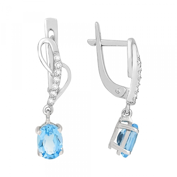 Золотые серьги с топазом и фианитом № 77058