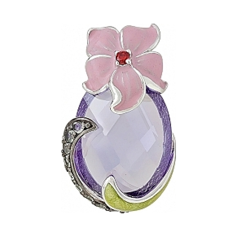 Серебряная подвеска с имитац. шпинели и фианитом № 108557