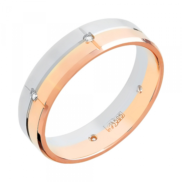 Золотое кольцо обручальное с фианитом 5мм № 96480