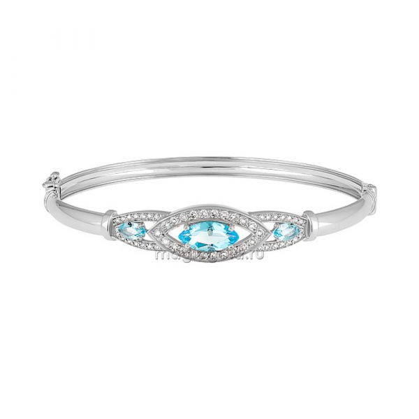 Серебряный браслет с кварцем, фианитом № 134223