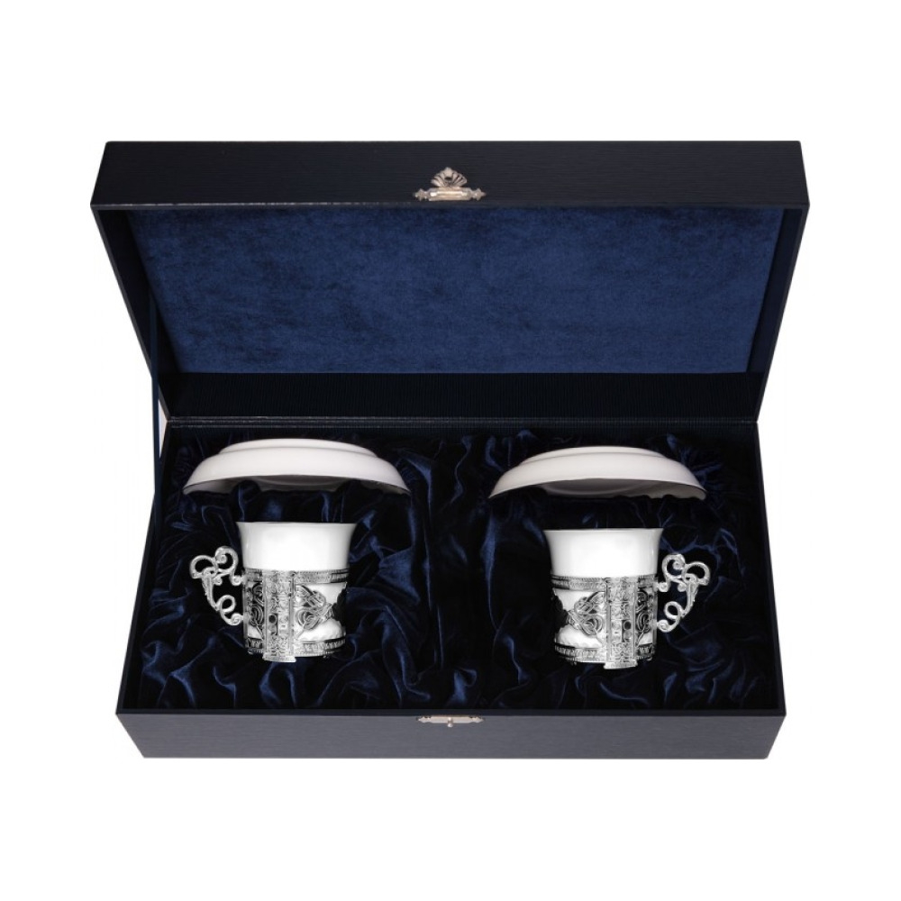 Набор серебряных кофейных чашек «Август-Октавиан» с блюдцами