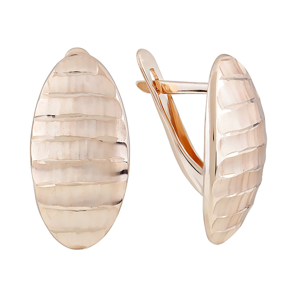 Золотые серьги без камня с алмазкой № 123990