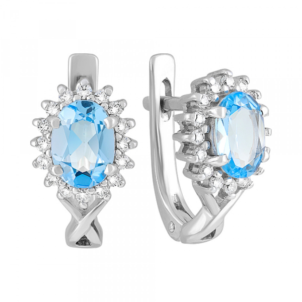 Золотые серьги с топазом и фианитом № 127541