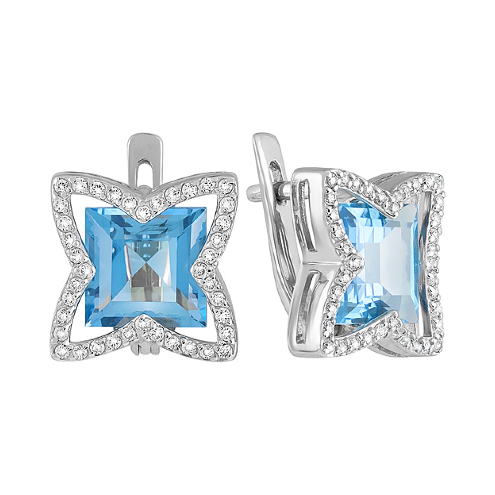 Золотые серьги с топазом и фианитом № 128482