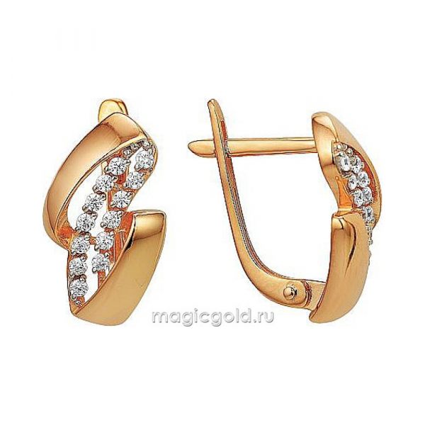 Золотые серьги с фианитом № 172314