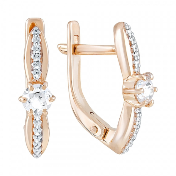 Золотые серьги с фианитами № 121968