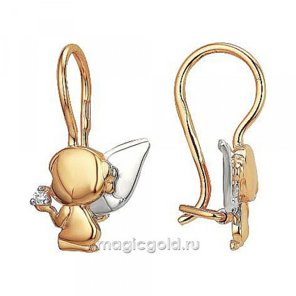 Золотые серьги с фианитом № 173844