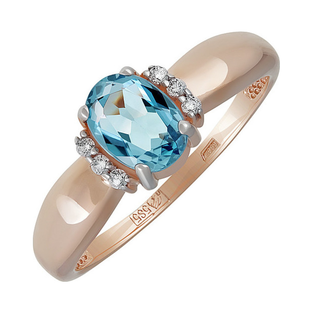 Золотое кольцо с топазом и фианитом № 137854