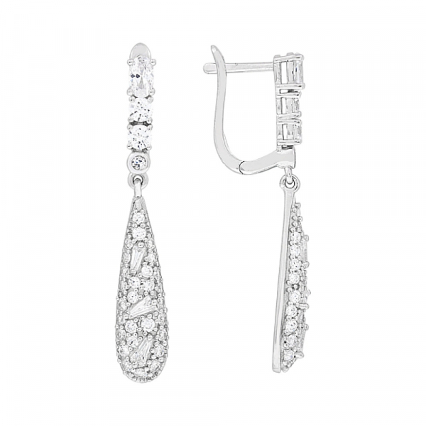 Серебряные серьги с фианитами № 112739