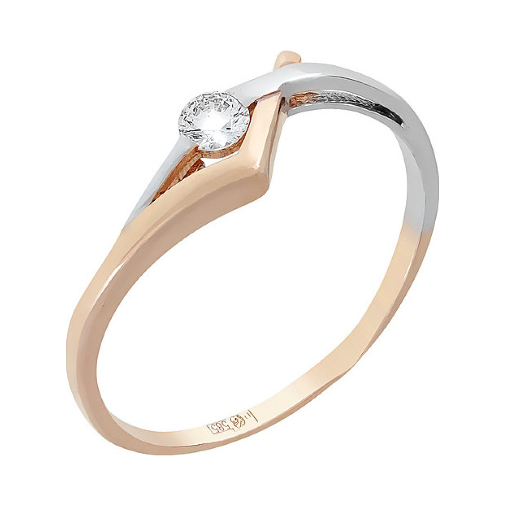 Золотое кольцо с бриллиантом № 101859