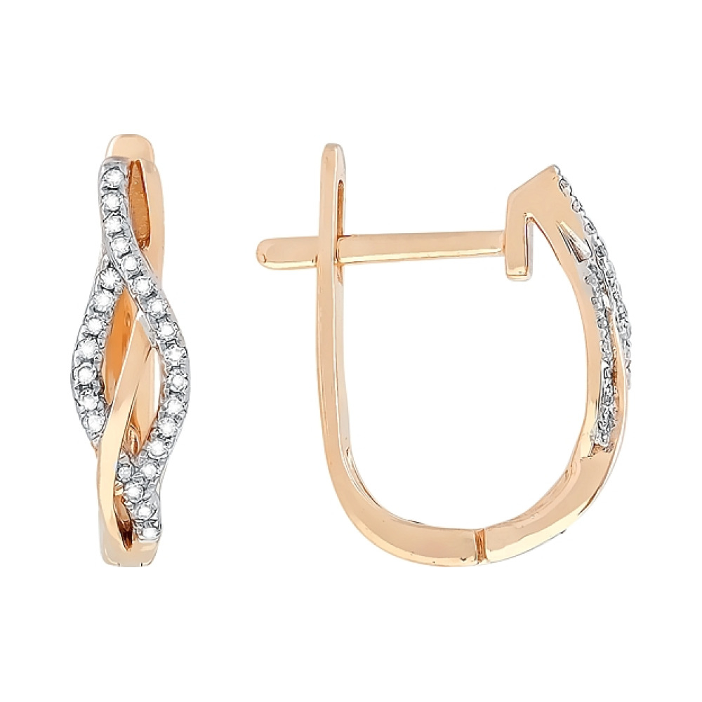 Золотые серьги с бриллиантом № 112853