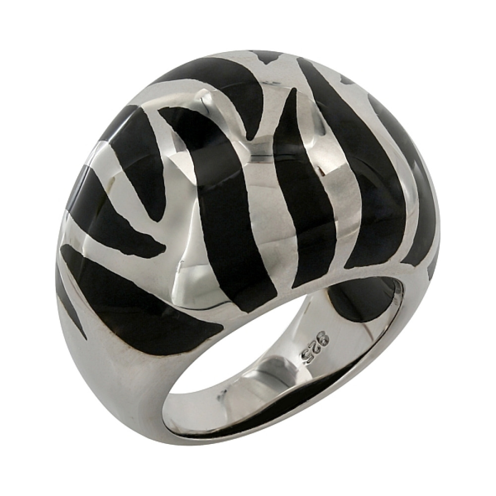 Серебряное кольцо без камня с кауч. вставками № 106744