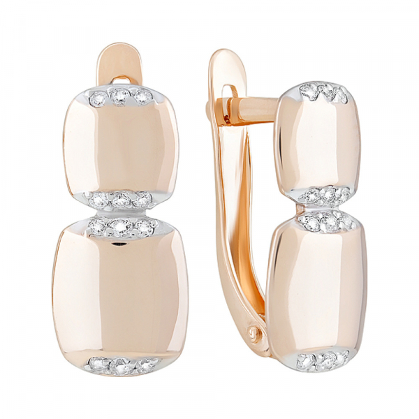 Золотые серьги с фианитами № 126759