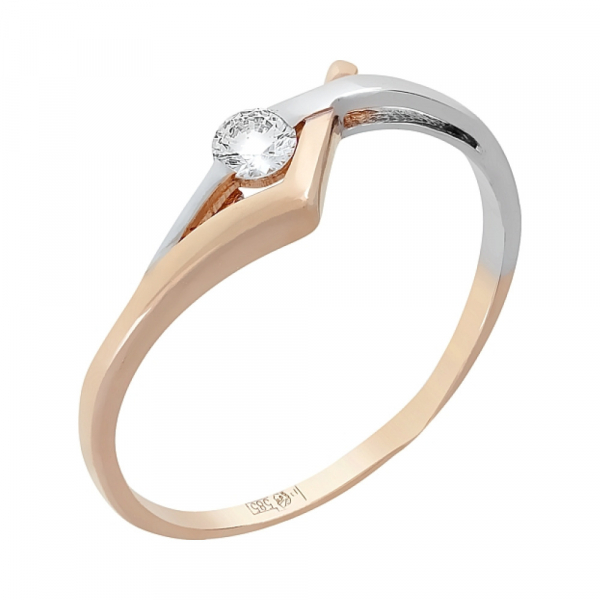 Золотое кольцо с бриллиантом № 74287