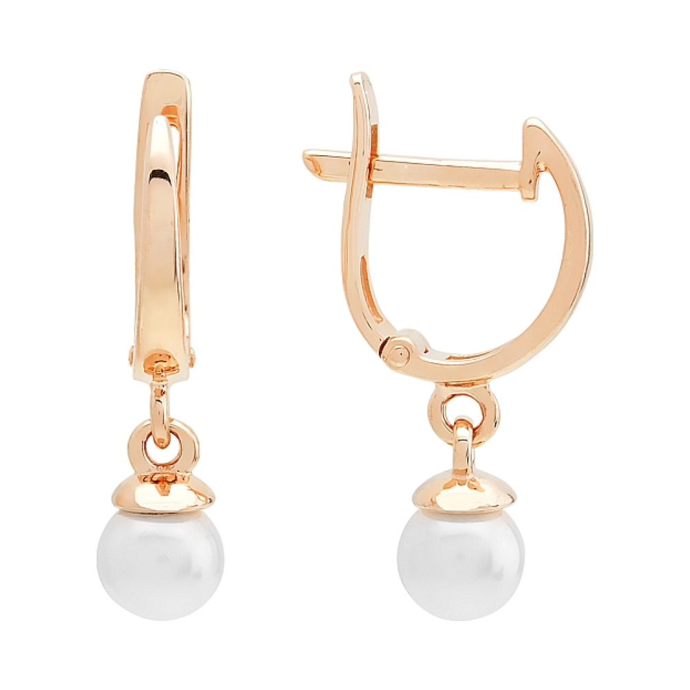 Золотые серьги с жемчугом № 110141