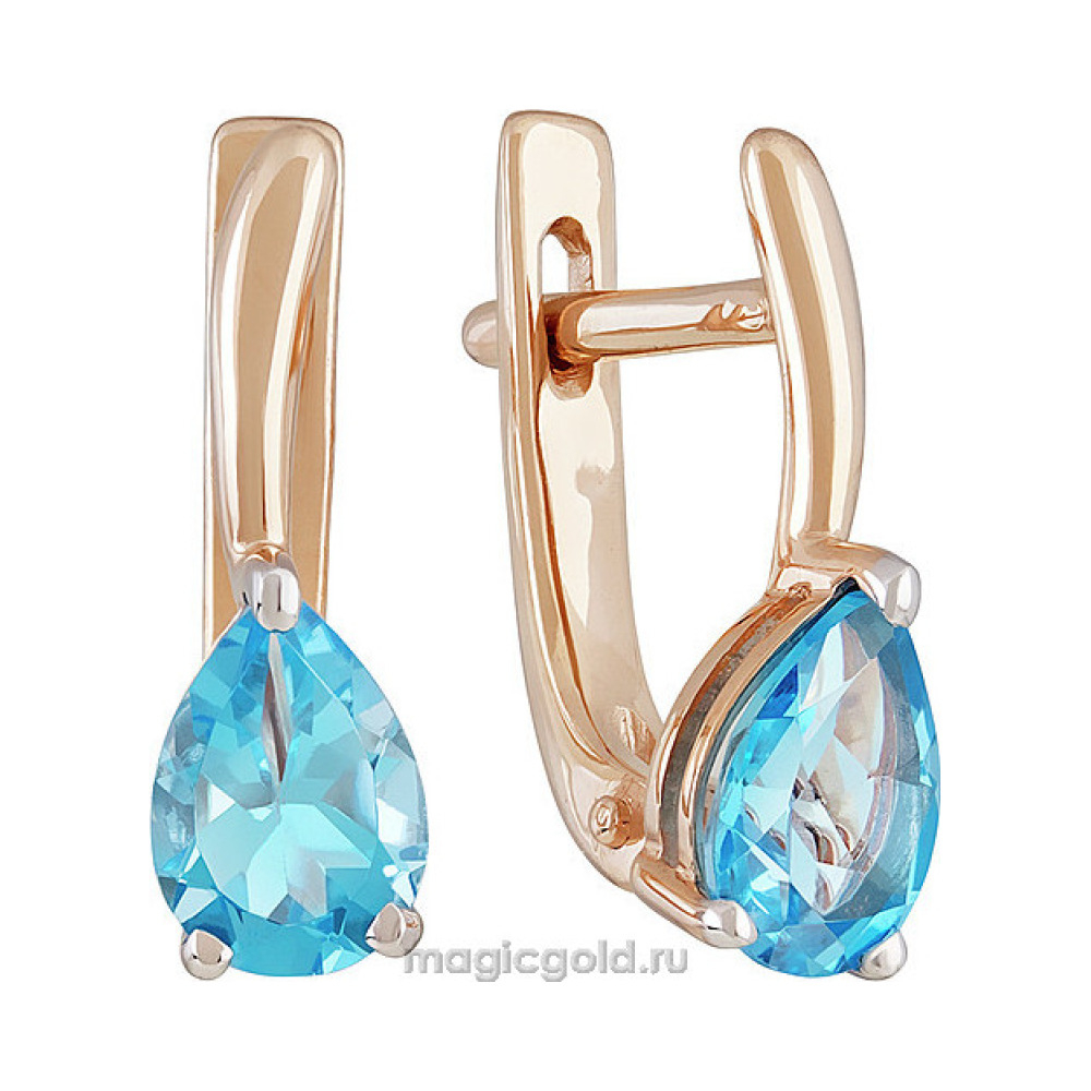 Золотые серьги с топазом № 139079