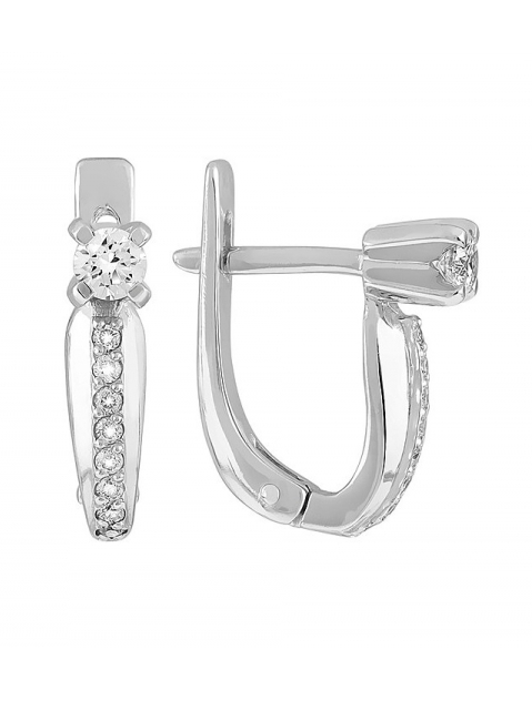 Золотые серьги с бриллиантом № 120214