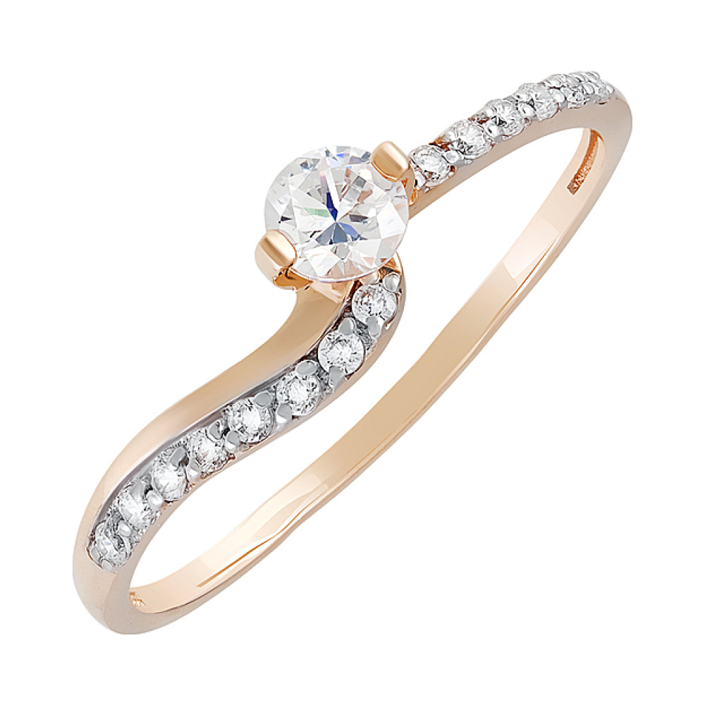 Золотое кольцо с фианитом № 130063