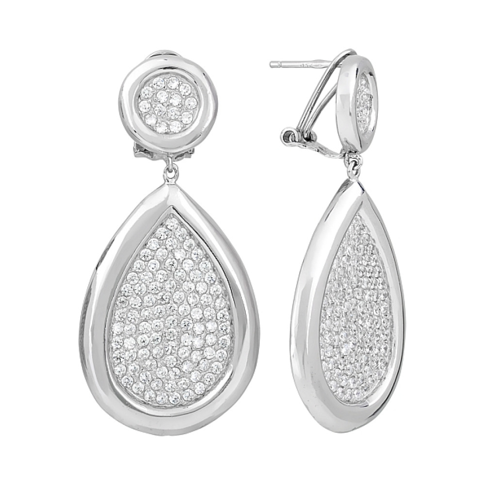 Серебряные серьги с фианитом № 115597