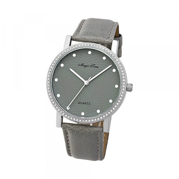 Часы кварцевые Magic Time с фианитами на сер ремешке № 117198