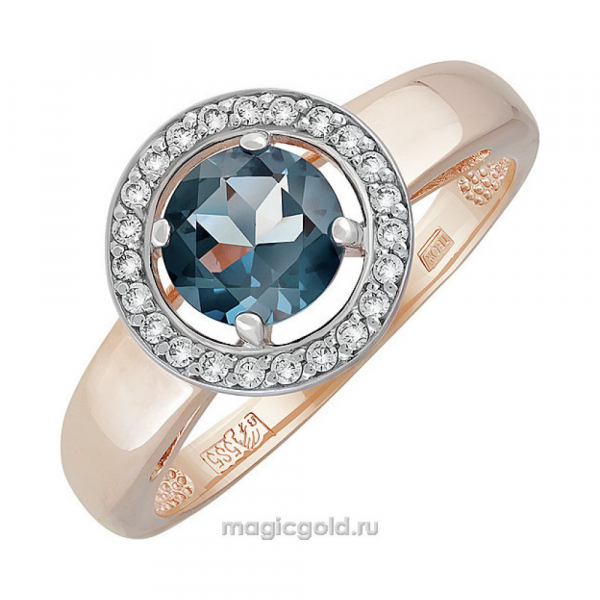 Золотое кольцо с топазом и фианитом № 139801