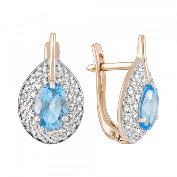 Золотые серьги с топазом и фианитом № 122824