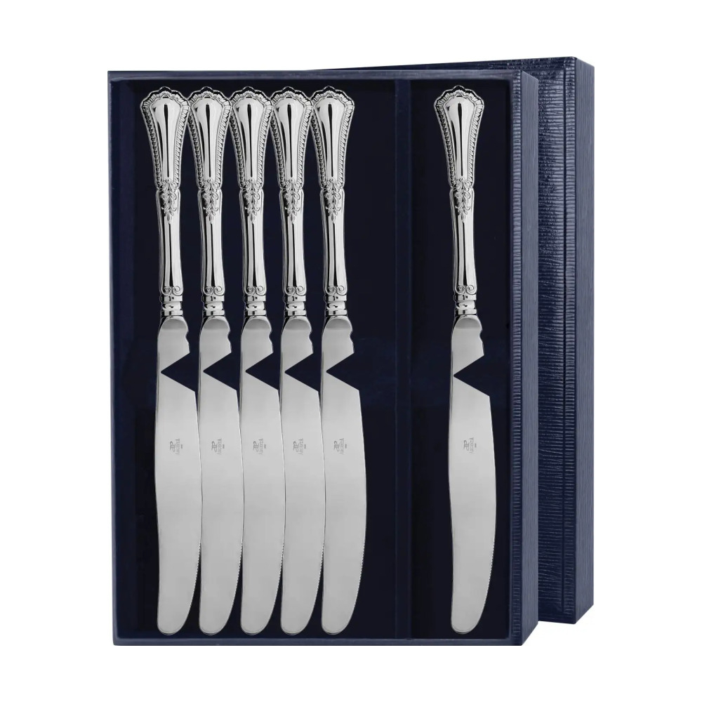 Набор столовых ножей Фаворит в футляре из серебра 925 пробы