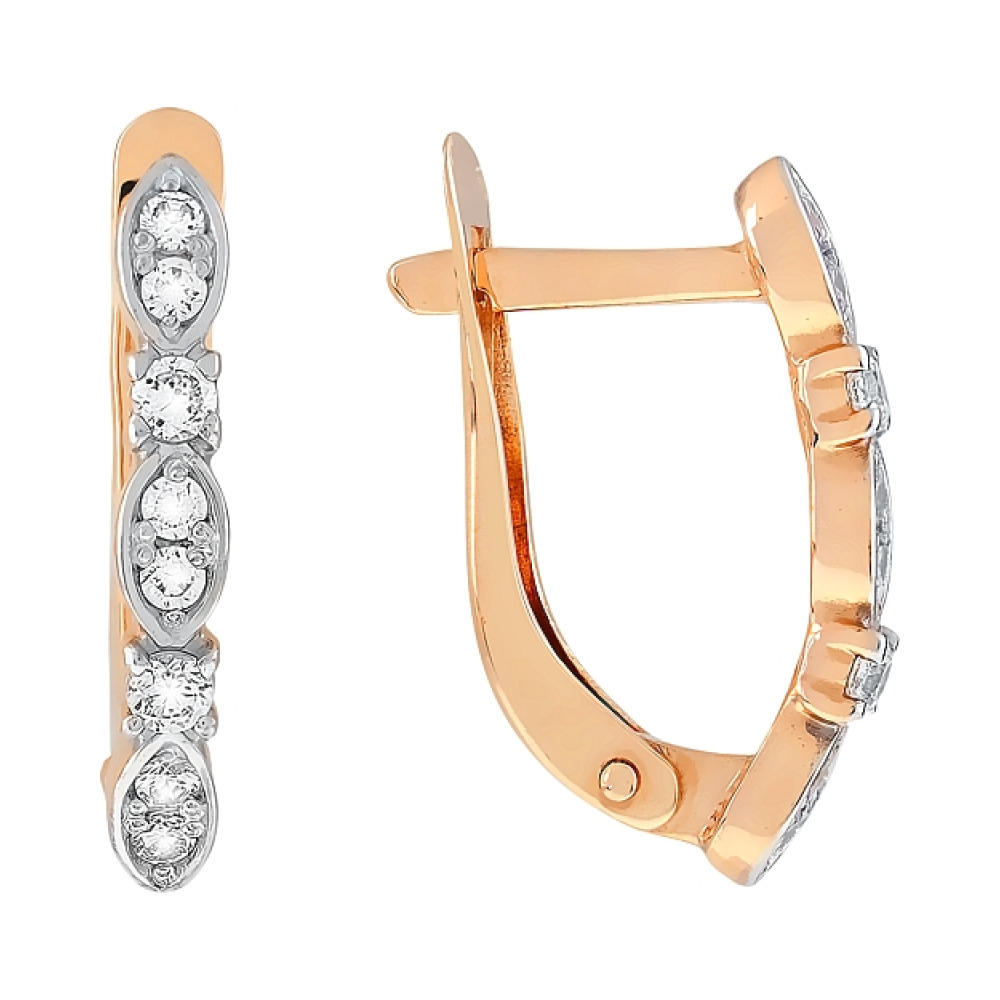 Золотые серьги с фианитами № 112778