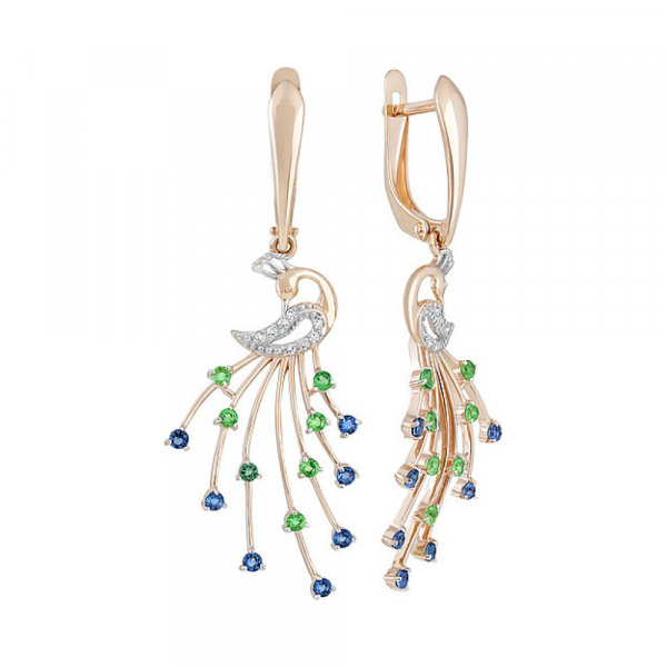 Золотые серьги с фианитом № 135201