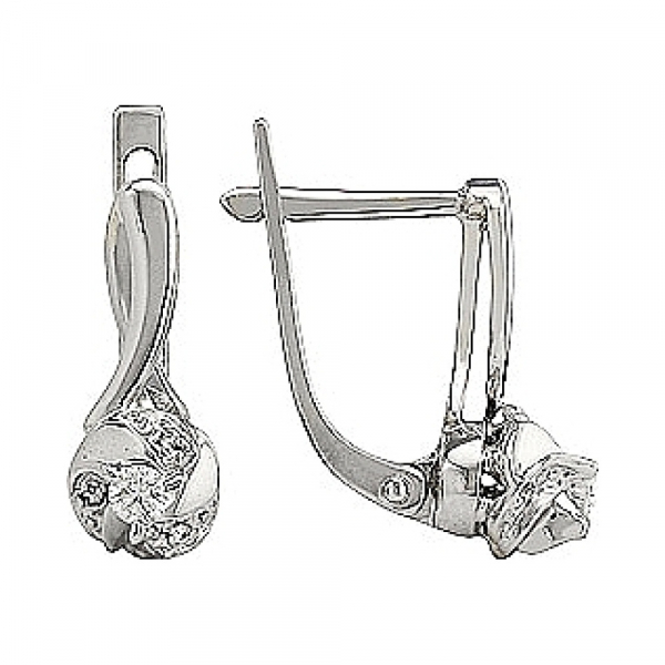 Золотые серьги с бриллиантом № 82296