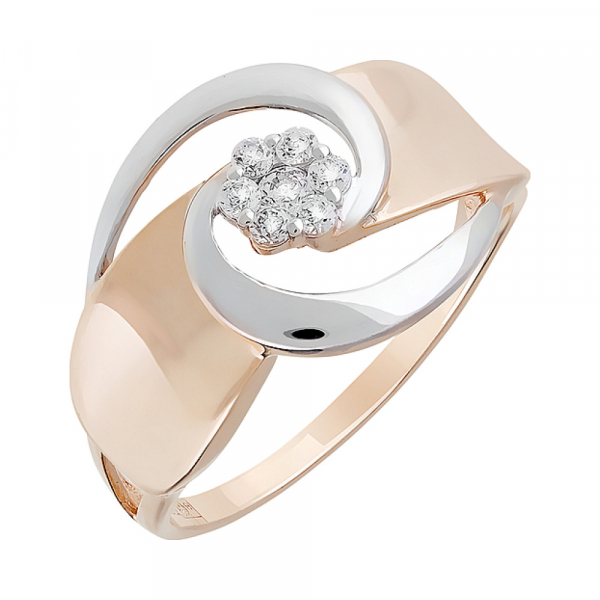 Золотое кольцо с фианитом № 128367