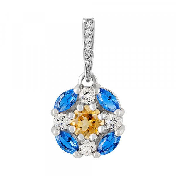 Серебряная подвеска с цитрином и фианитом № 132356